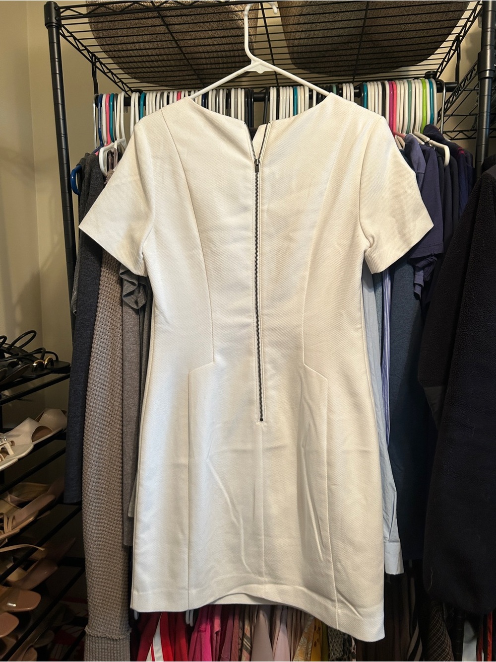 Banana Republic White Short-Sleeve Shift Dress - Picture 3 of 4